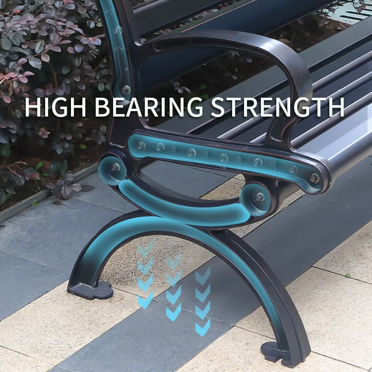 Modern public aluminum steel wooden park bench for church steel design garden custom solid wood sitting metal outdoor bench