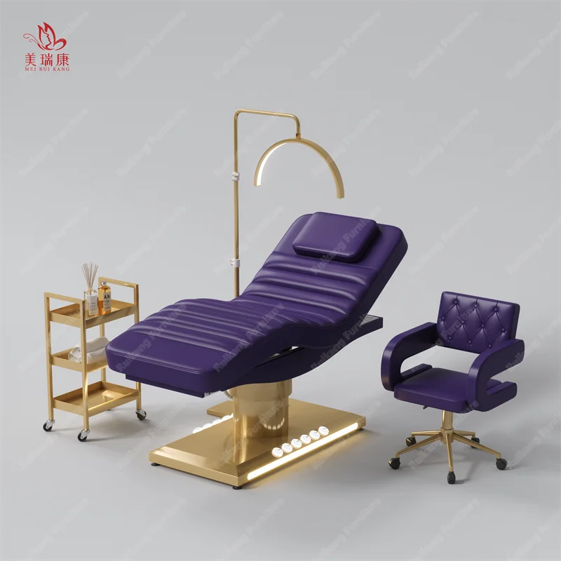 Facial Beauty Bed Electric Spa Treatment Massage Table with One-Button Intelligent Lifting Breathing Head Hole and Heating