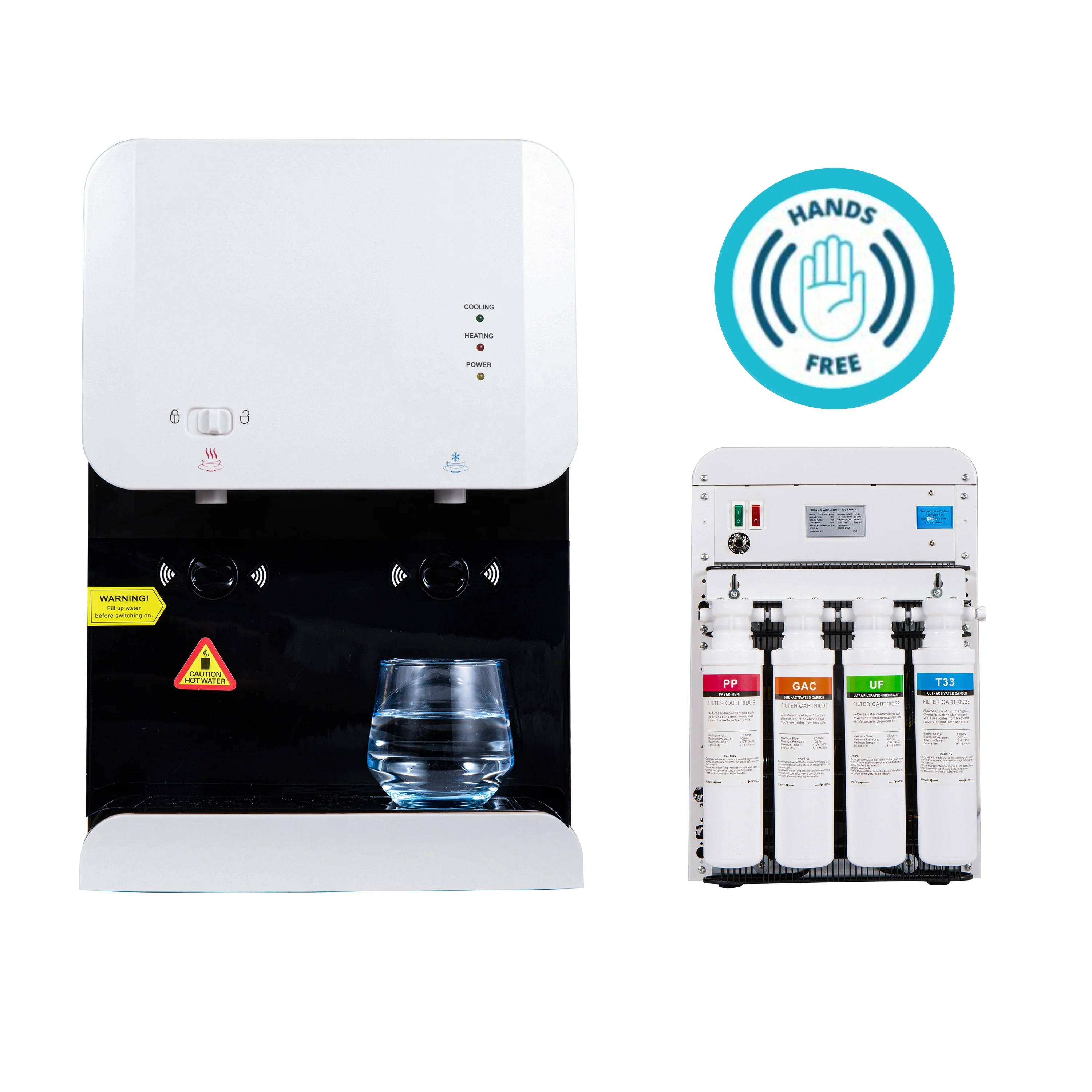 Touchless hand free hot cold desktop water dispenser with filter system automatic water cooler dispensador de agua