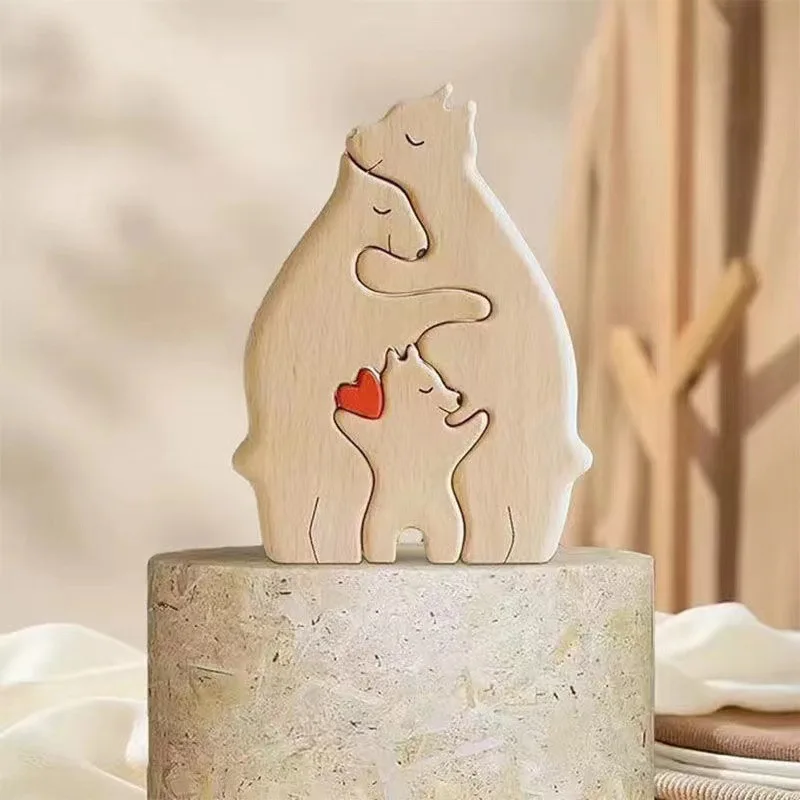 Wooden Bear Family Puzzle Art Sculpture DIY Family Member of Bears Puzzle Mothers Day Wholesale Gifts Christmas Family Ornament