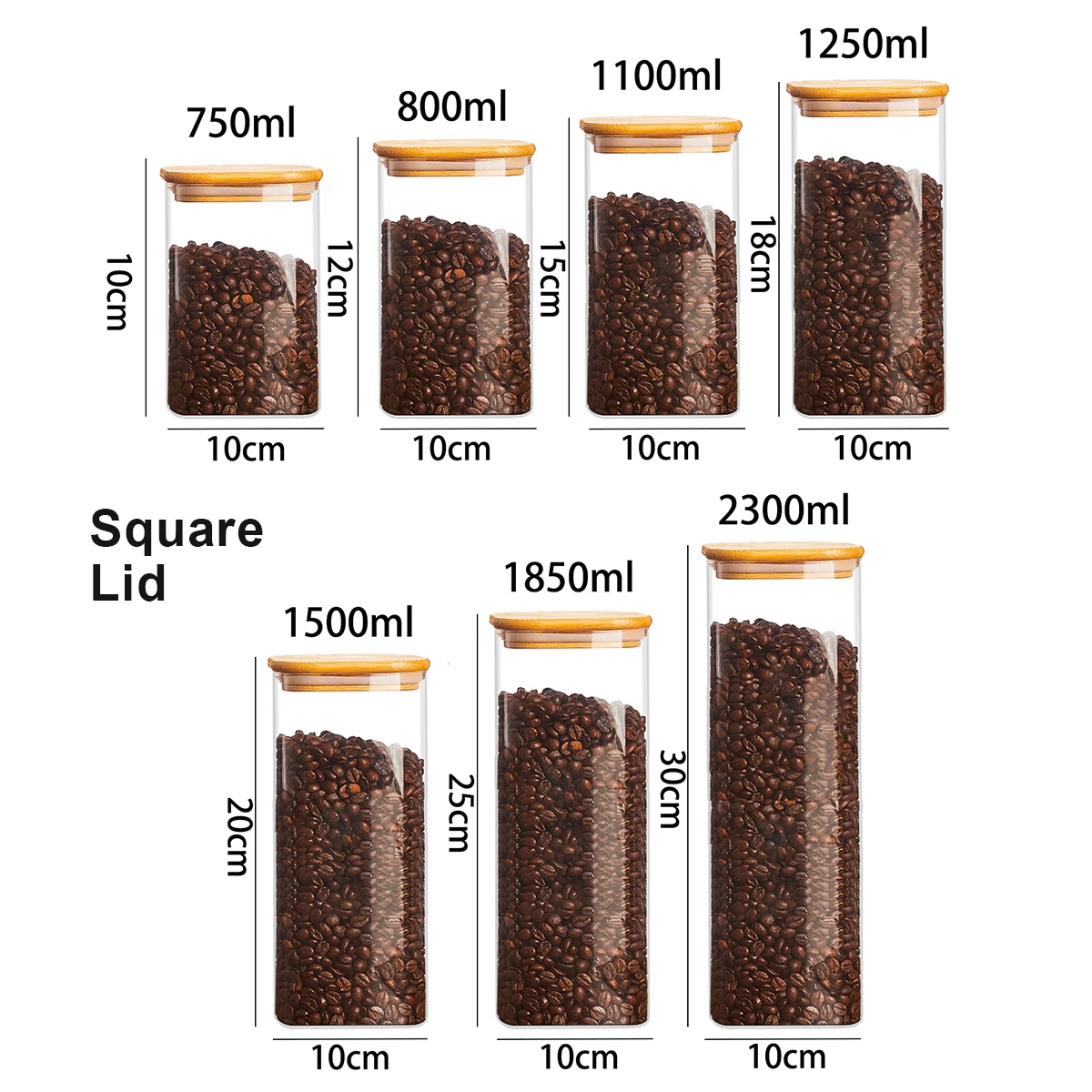 Контейнеры для хранения в кладовой стеклянные банки продуктов с деревянными бамбуковыми