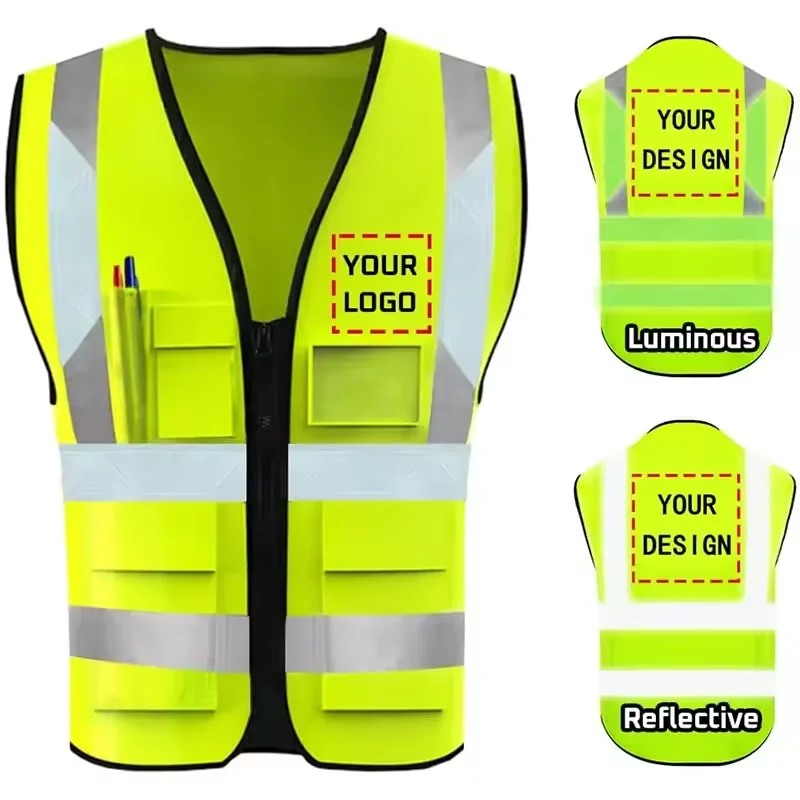 High Visibility Reflective Safety Vests Customizable Construction Clothing with Hi Vis Feature Featuring Customizable Logo