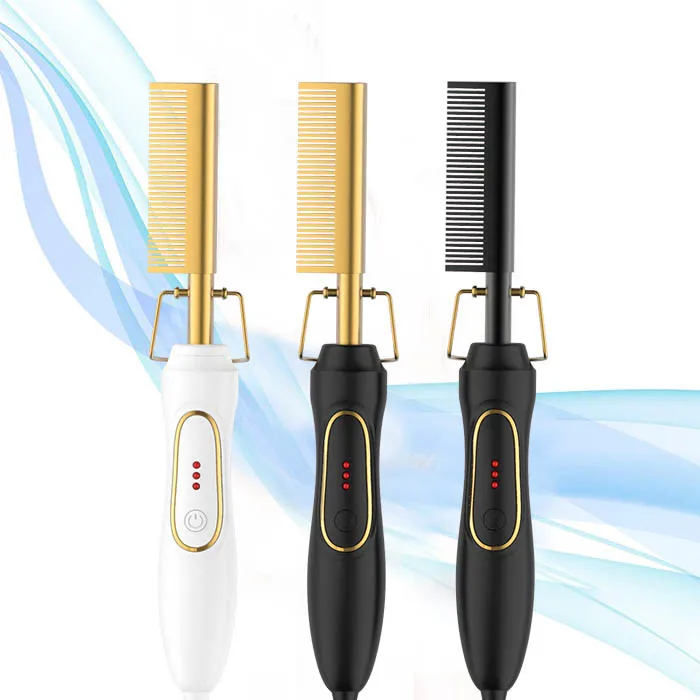 Electric LCD ceramic quick heating 7-in-1 set straight hair comb multifunctional curling iron