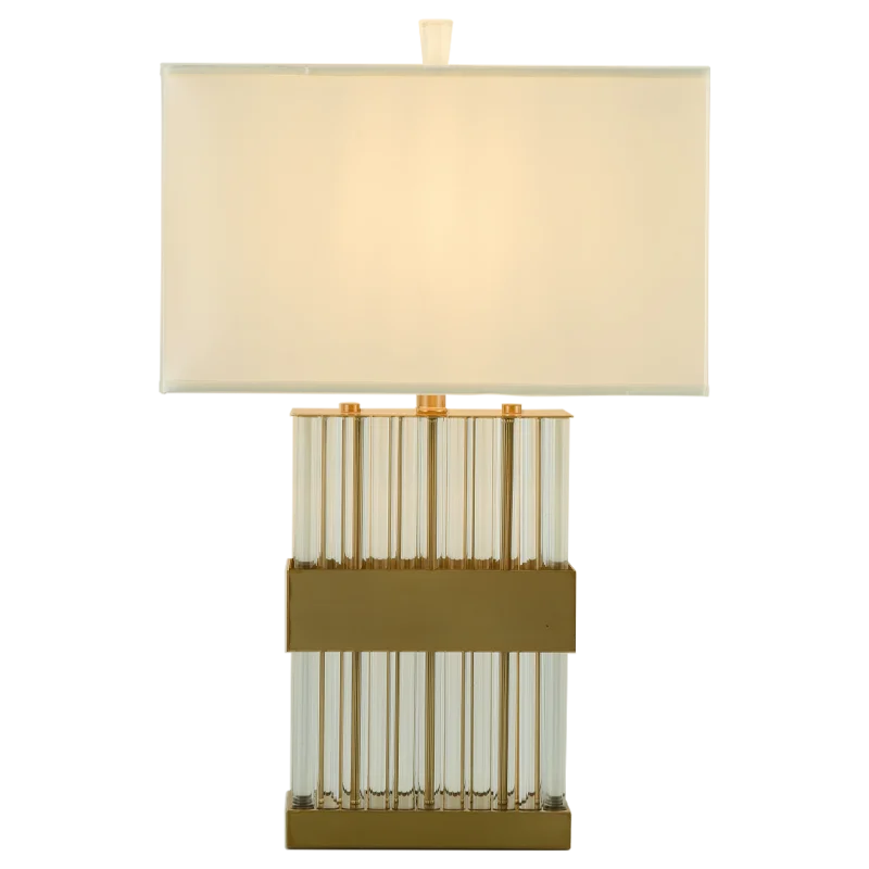 
Modern Metal brass Square fabric table lamp crystal base 