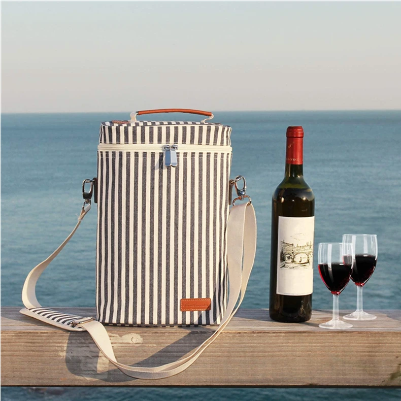 Insulated 1 2 3 4 6 Bottle Thermal Canvas Wine  Carrier Tote Bags Reusable Gift Wine Cooler Bag