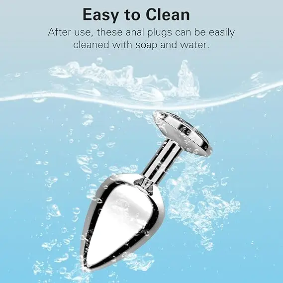 Butt Plug Set 4 Pieces Jewelry Butt Plug Sex Toy Anal G Spot Anal Sex Adult Toys Suitable for Adult Men and Women Couples Silver