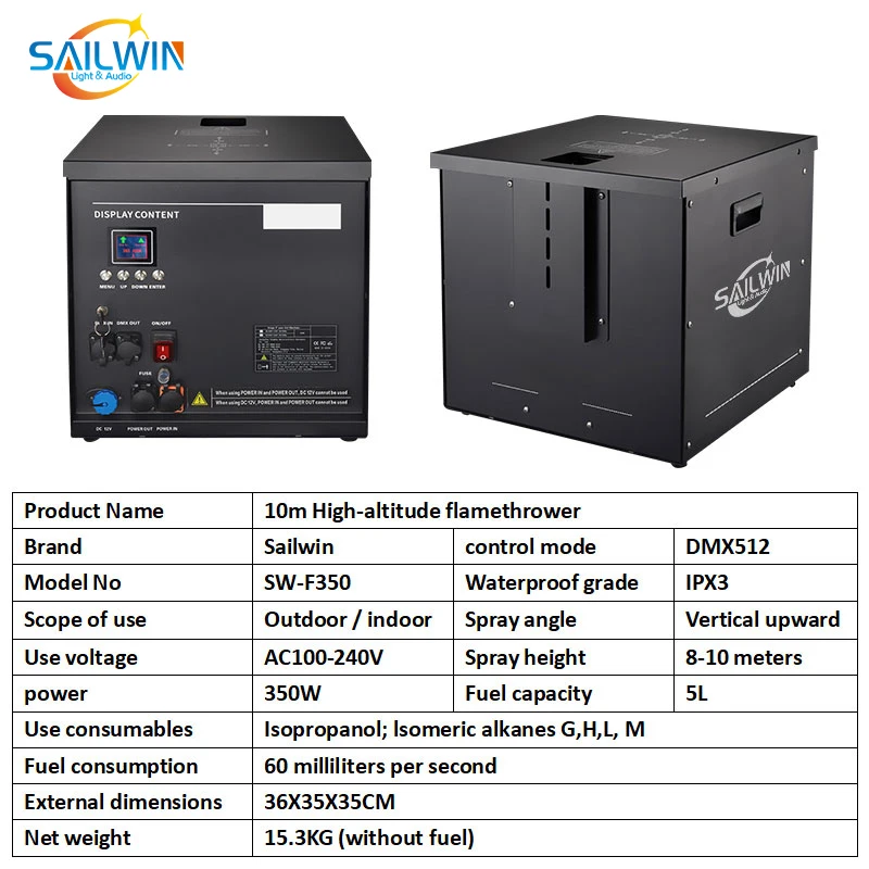 Sailwin Fire Machine 10M Stage Fire Projector Waterproof CIRCLE FLAMER 180 Angles Flame Thrower Fireworks Show