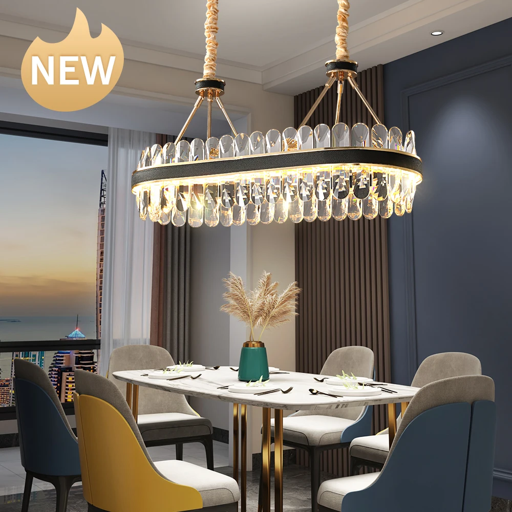 Wholesale luxury crystal lamp indoor living room modern pendant light K9 crystal rectangular chandelier