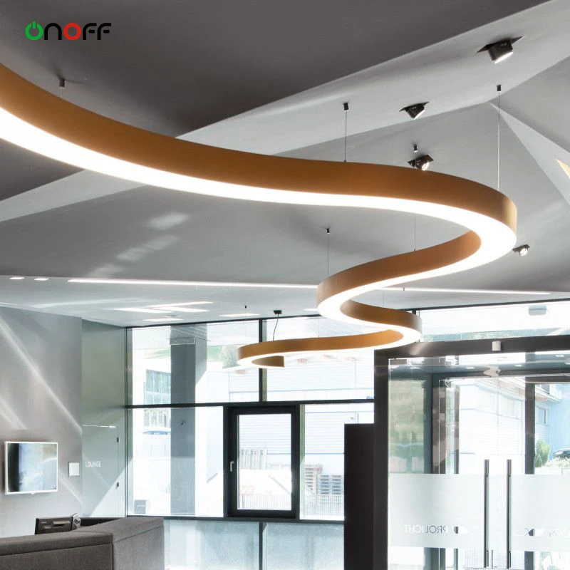 Golden shell LED curved aluminum pendant light customized round pendant linear light