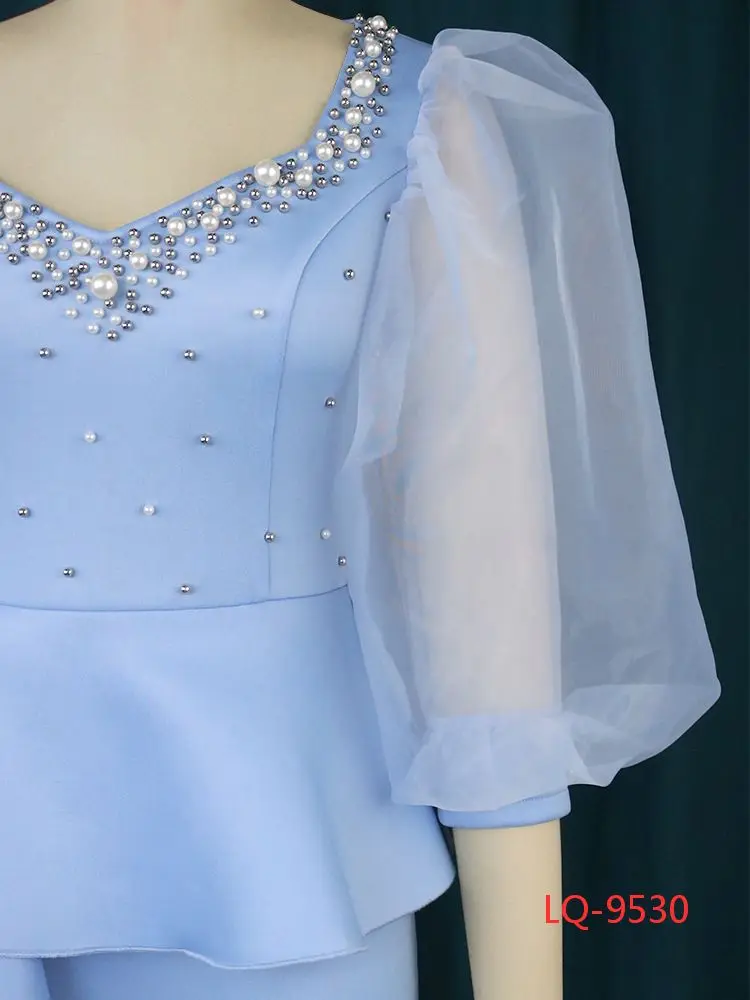 Queency HF Wholesale LQ-9530 African fashion Turkey Dress  Office Lady Dress Top Matching Skirt for Aso ebi, Party