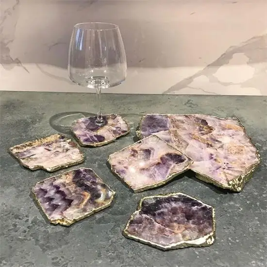 Полудрагоценный камень Хрустальная подставка для чашки с аметистом