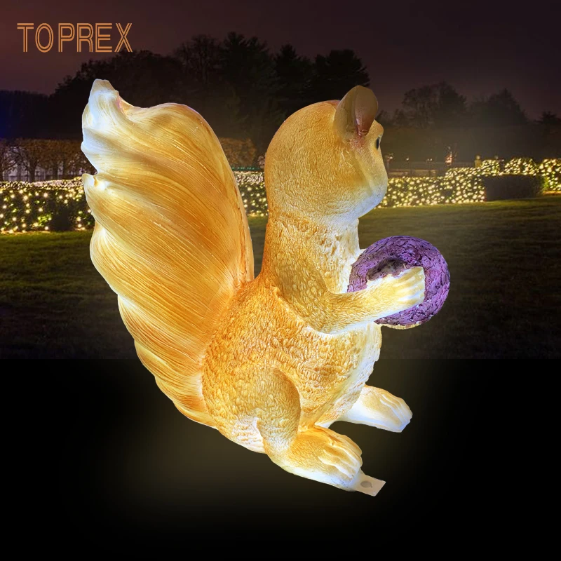 2020 new designs home garden decoration life size resin animal squirrel statue lighting