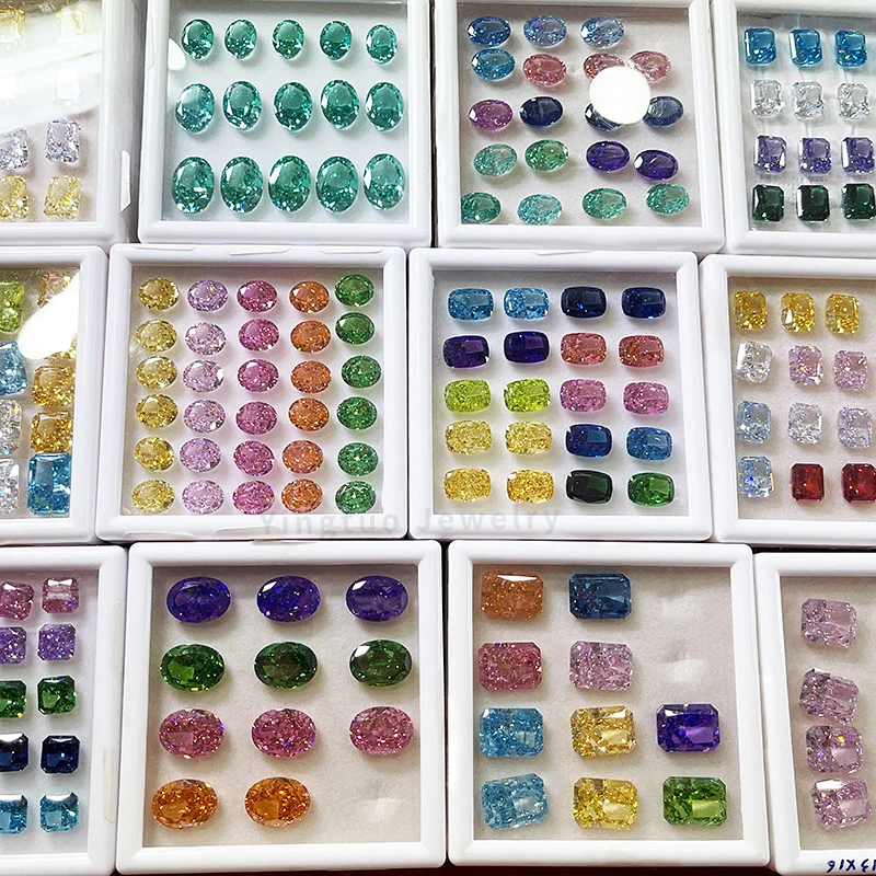 Custom Purple Radiant Shape Ice Cut Cubic Zirconia High-carbon Diamond Crushed Ice CZ Stone