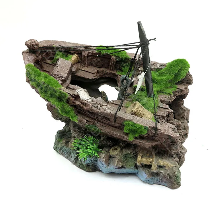 Aquarium Ornament Ship Sunk Boat Fish Wreck Tank Sailing Aquarium decoration Shipwreck