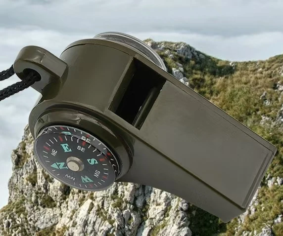 Outdoor Compass 3 in 1 Multifunctional Compass Whistle Survival Compass