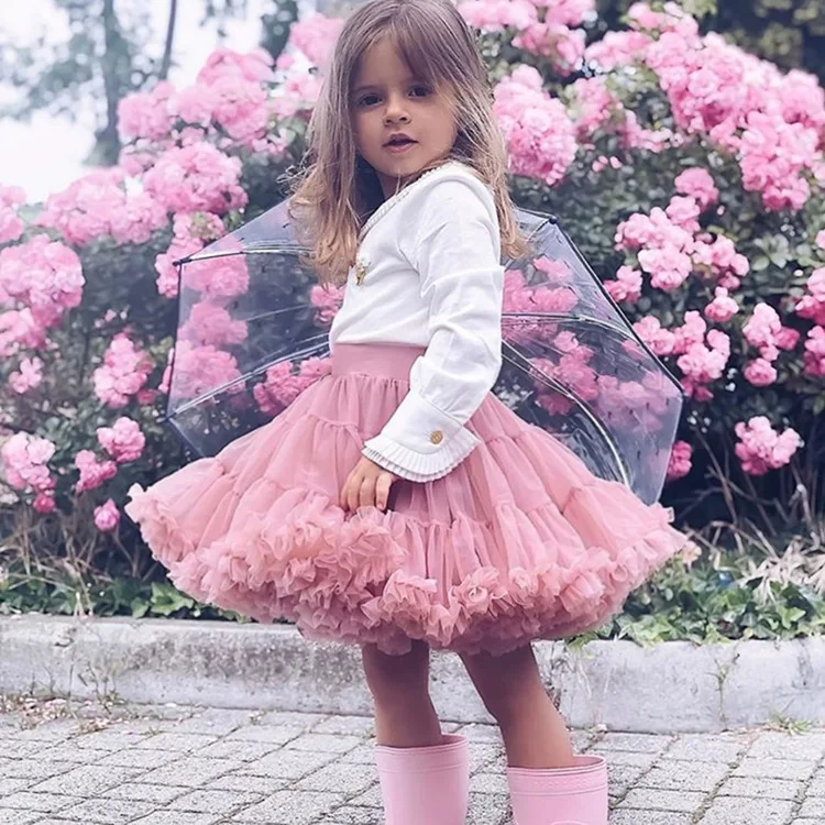 Wholesale Baby Girls Tutu Skirt Princess Fluffy Soft Tulle Ballet Birthday Party Pettiskirt