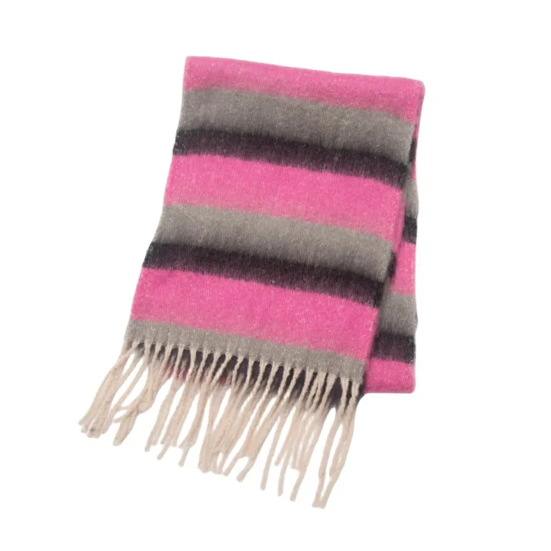 Hot Sale Autumn Winter Women Warm Knitted Shawl Vintage Patchwork Plaid Tassel Pashmina Scarf  Loop Yarn Tassel Cashmere Scarf