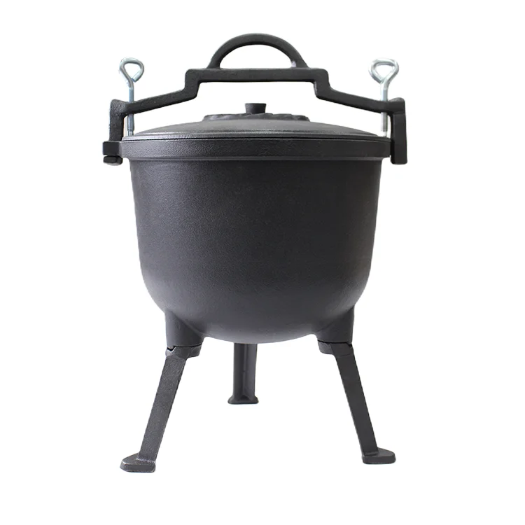 Pre-seasoned Cast Iron Three Legs Cauldron with Lid and Handles for Camping Cookware non stick deep cast iron potjie pot