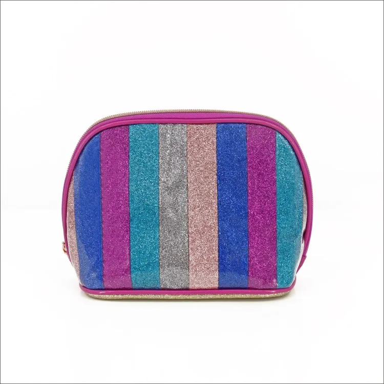 
2021 New Style Custom Logo PVC Rainbow Colorful Cosmetic Bag & Cases Bling Makeup Case 