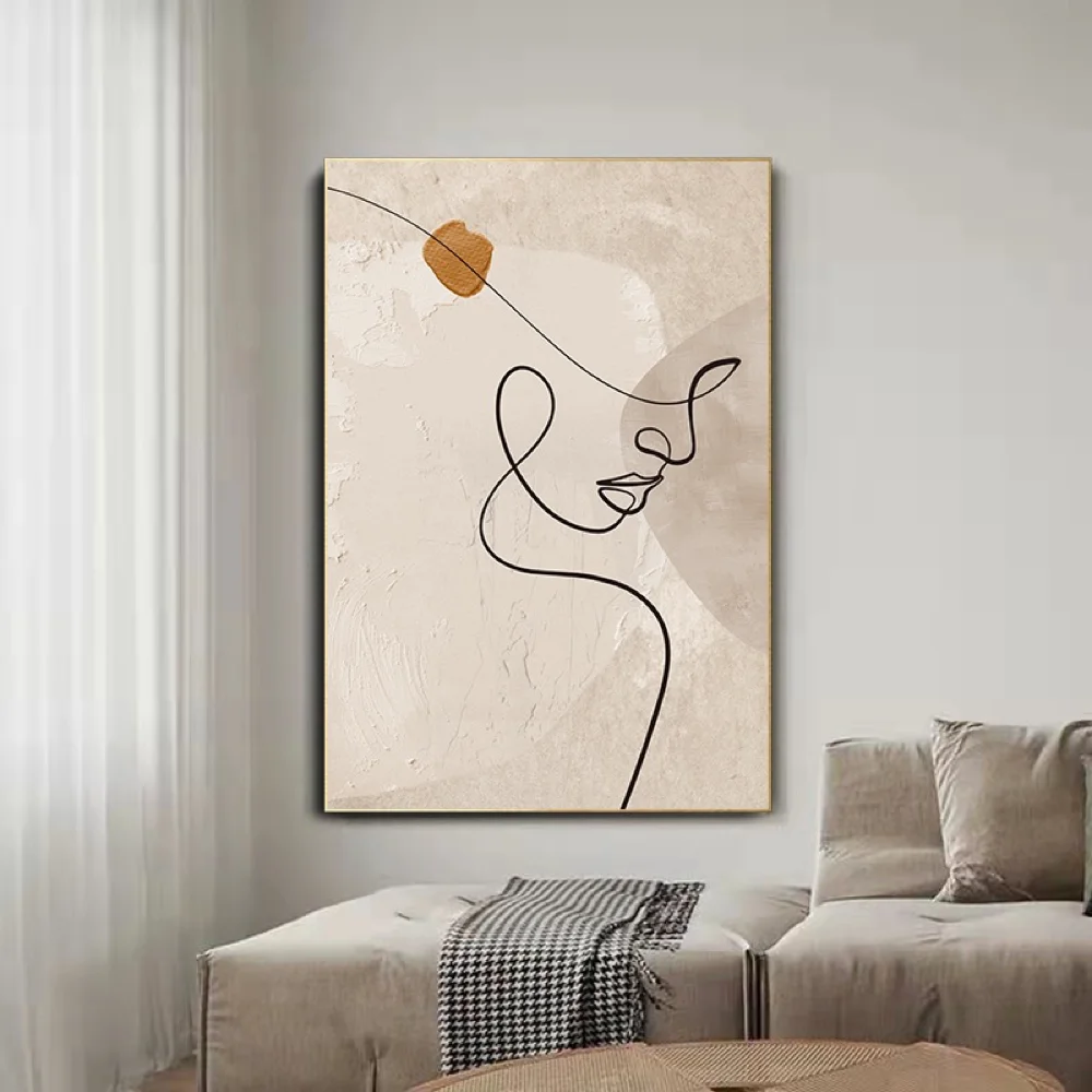 Drawing in the living room ins style Randy simple background wall decorative painting light luxury high sense floor painting