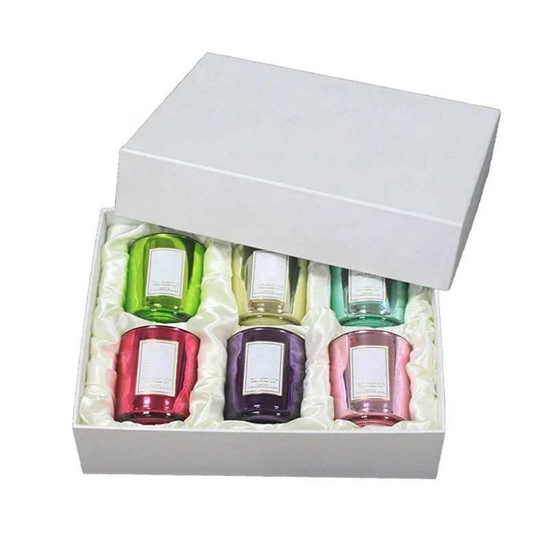 6 Pack Electroplating Colorful Jar Candle Gift Set