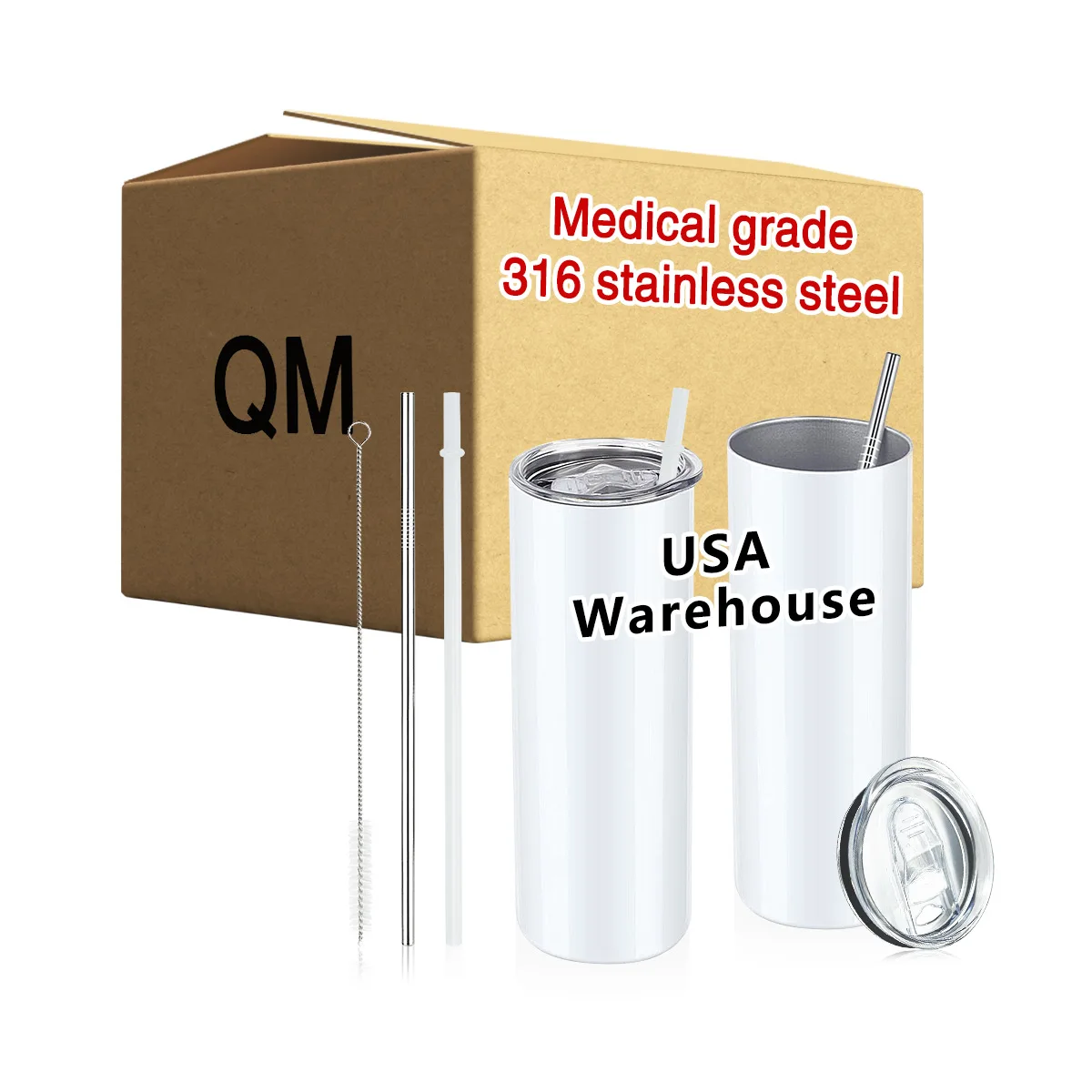 Wholesale Personalize Sippy Coffee Straight 20 Oz Tumbler Cups USA Warehouse In Bulk Blank Sublimation Tumblers With Clear Lid