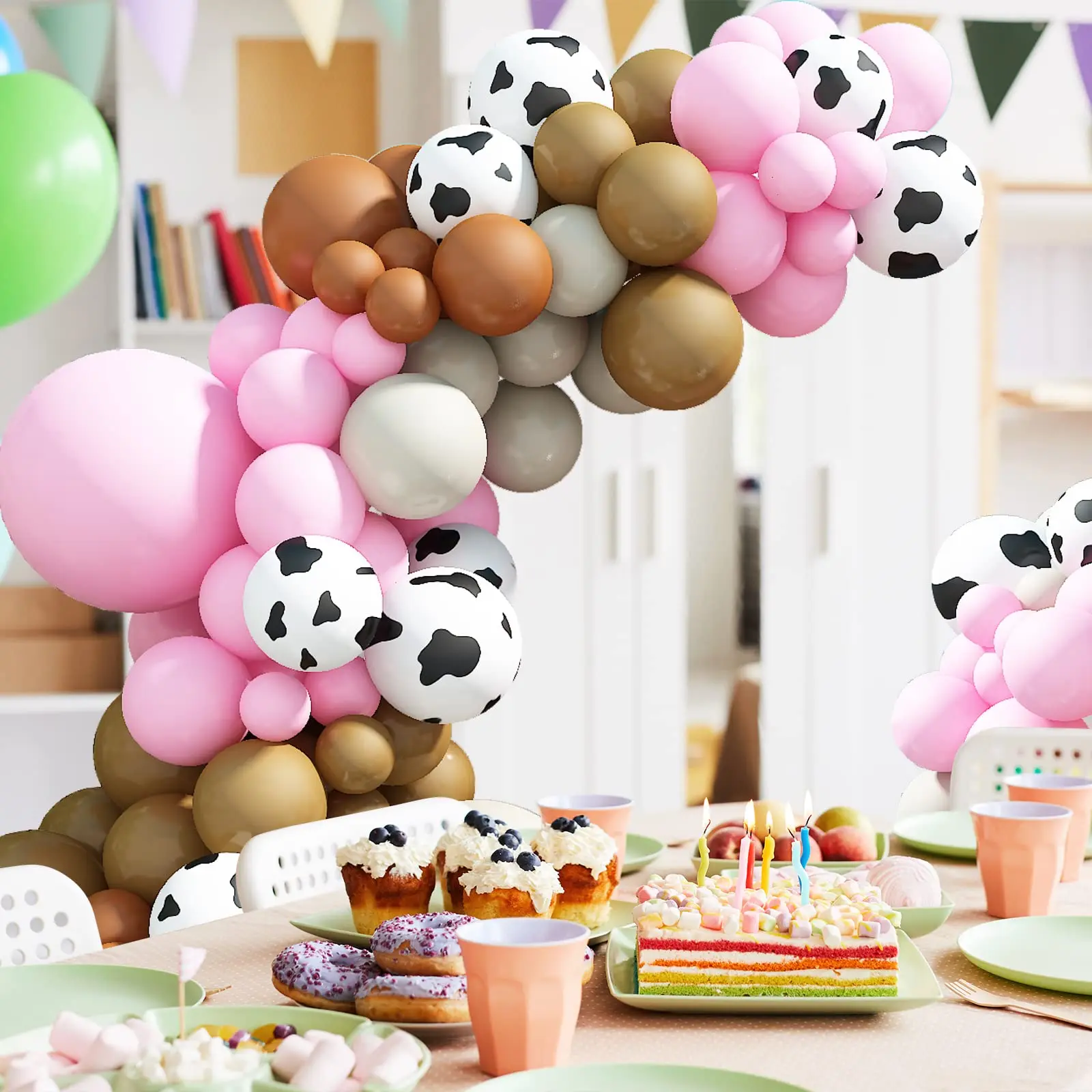 Cow Print Balloon Arch Kit Balloons Garland Arch Kit for Farm Party Cowboy Party Decorations Baby Shower Birthday Party