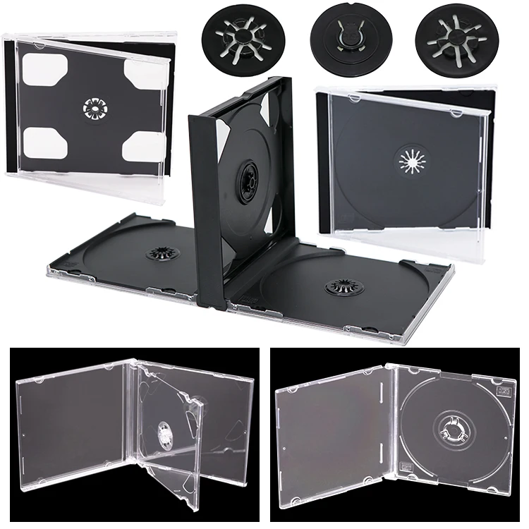 YUZMEI Plastic Slim Single Disc PP Poly Cases CD DVD Disc Clam Shell Case Jewel Case CD Digi Trays CD/DVD Sleeves Hub Center