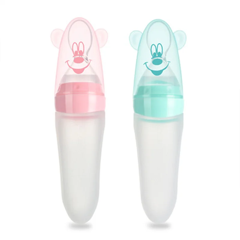 Tiktok Mamadeira Colher Silicon Fruit Food Baby Feeder Rice Cereal Feeding Pacifier Bottle with Spoon