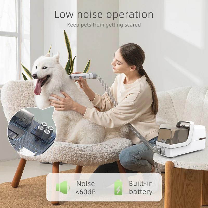 2023 New Release 6 in 1 1.8L 6 Different Nozzles High Suction Power Pet Vacuum Cleaner Grooming Tools for Dogs Cats