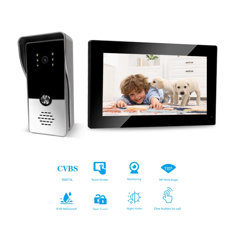 4 monitor 2 outdoor station 7 inch door phone citofono portero 4 wire villavideo intercom system videophone interphone video