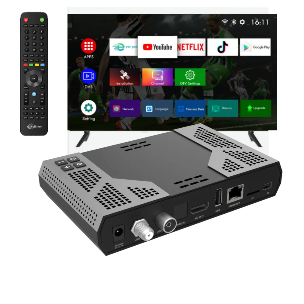 Lifetime Free 4K Android DVB-S2 Combo TV Box Hybrid 2GB 16GB 5G Wifi IP-TV OTT Smart Set-top Box with DVB S2  Satellite Receiver
