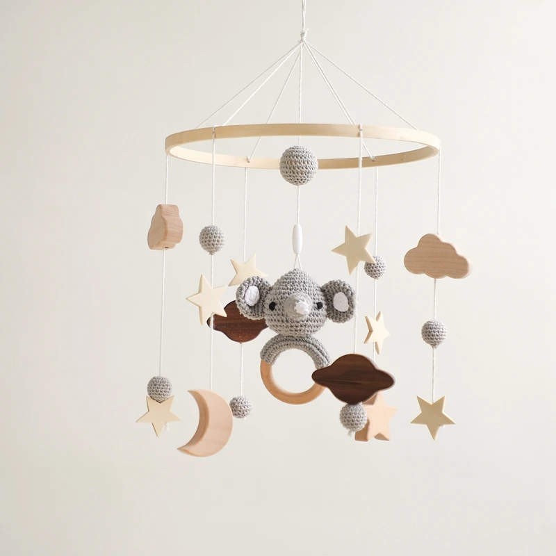 Новинка 2023 игрушка-погремушка ручной работы со съемным животным вязаная крючком подвесная игрушка-колокольчик войлочное украшение для детской кроватки