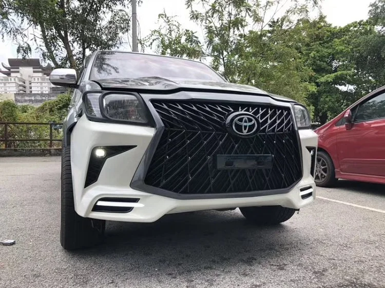 car body parts auto front bumper grille fog lamp cover accessories body kit for Toyota Hilux Vigo Upgrade to Lexus 570