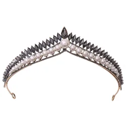 Wedding Pearl Crystal Head Crown Gold Earring Tiaras Rhinestone Headpiece Bridal Halloween Sparkly Party Hair Accessories