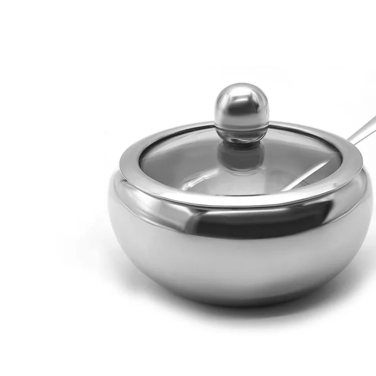304 Stainless Steel Kitchen Seasoning Container Sugar Spice Bowl With Lid
