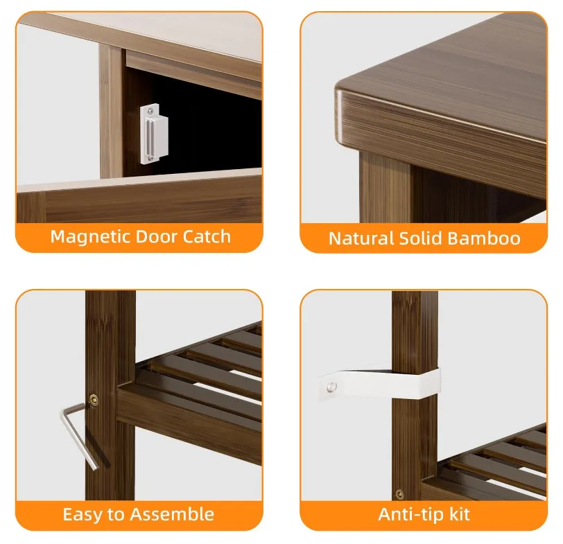 High Quality Bamboo Kitchen Cupboard Side Storage Organizer Free Standing Floor Cabinet Bathroom Storage Cabinet