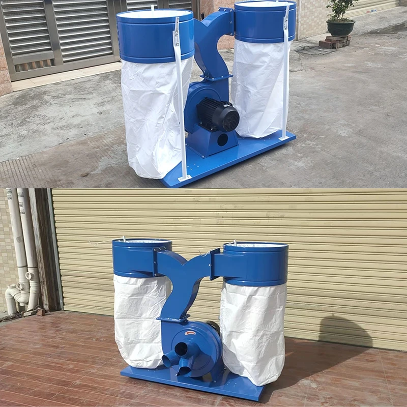 woodworking 3kw 4kw 5.5kw 7.5kw double bags wood vacuum dust collector machine