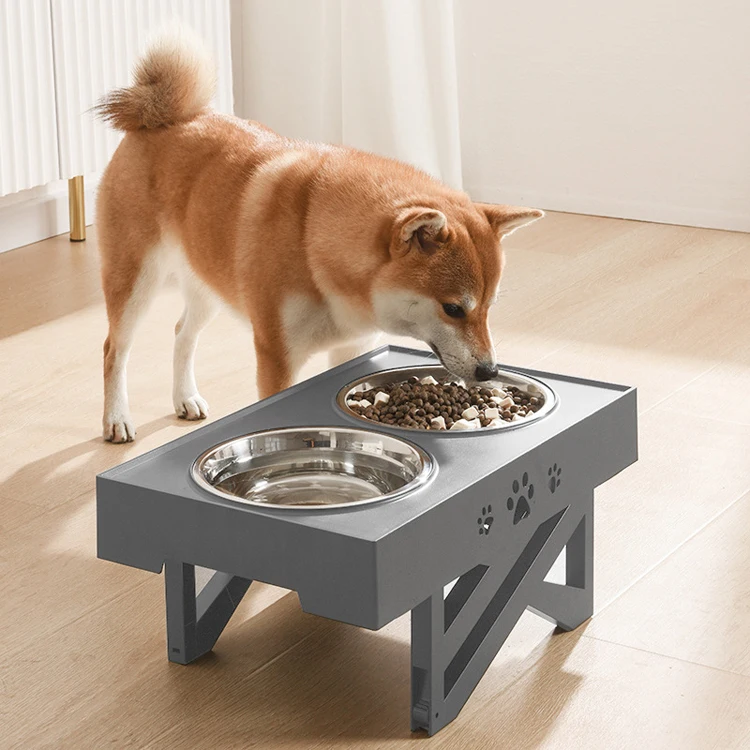 New Design Best Selling Pet Dog Cat Elevated Raised Bowls Double Diner Feeder with Stainless Steel Dog Bowls