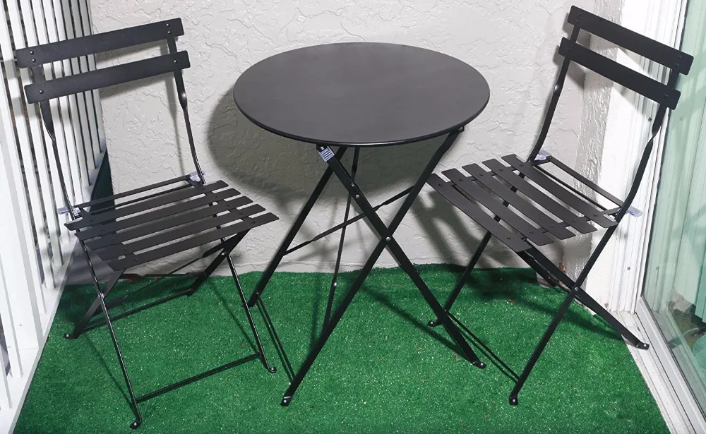 Folding steel outdoor garden table and chairs set