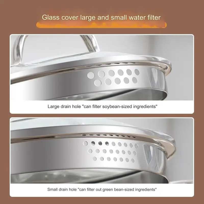 304 Stainless Steel Thickened Household Milk Pot Porridge Pot With 0 Coating For Gas Induction Cooker Soup Stockpot