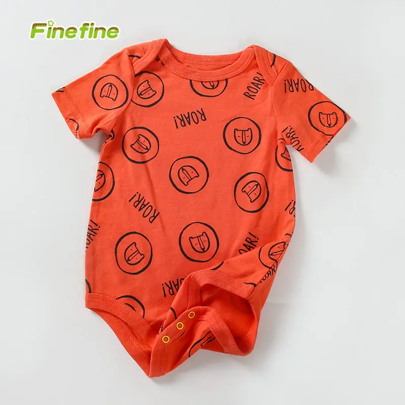 Wholesale Newborn Infant Group Cotton Knitted Short Sleeve Allover Printed Summer Baby romper For Little Boy
