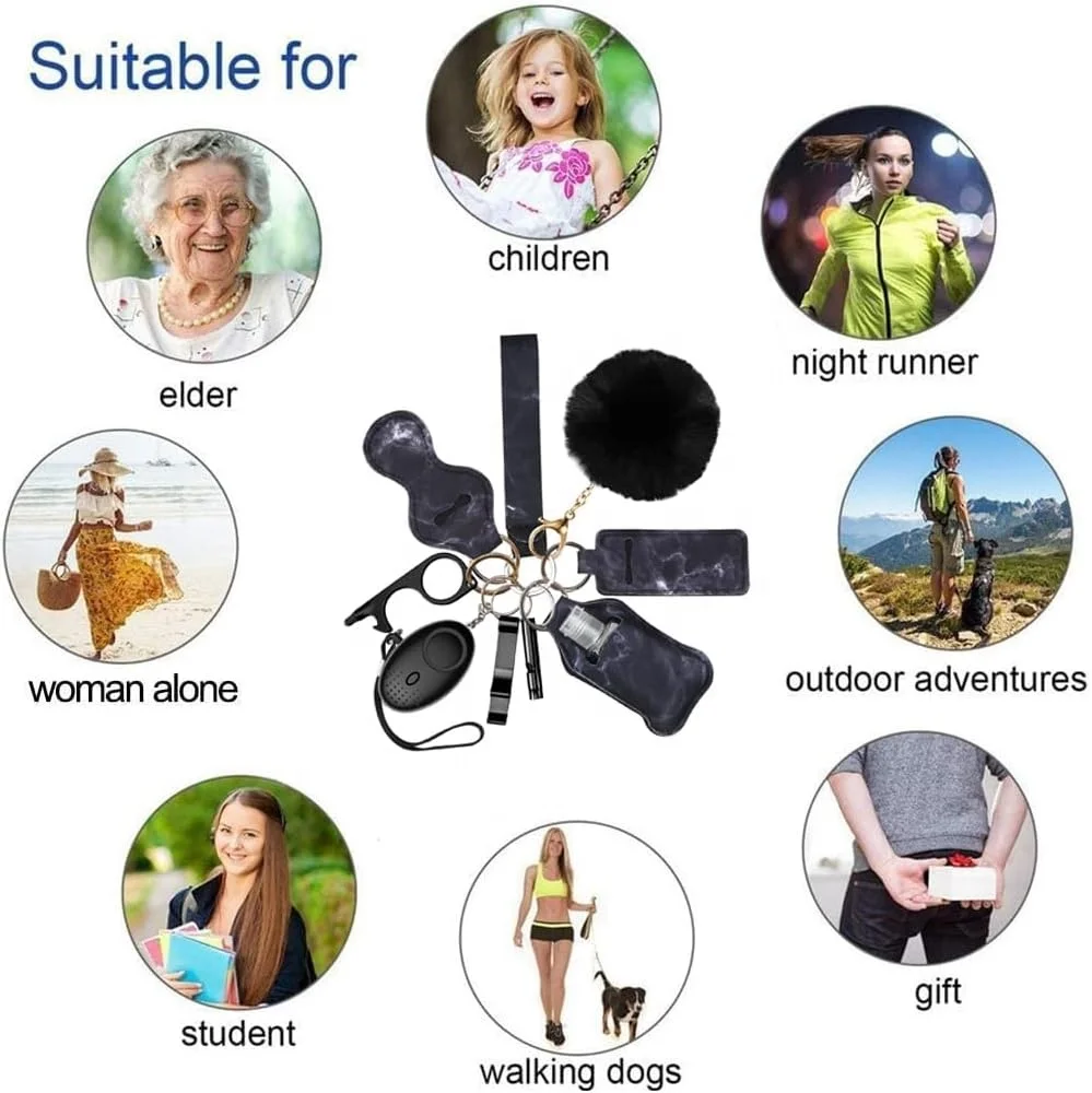 Supply Rhinestone Plastic Spray Bottle Products Bulk Women Safety Keychain Set Accessories Alloy Wholesale Self Defense keychain