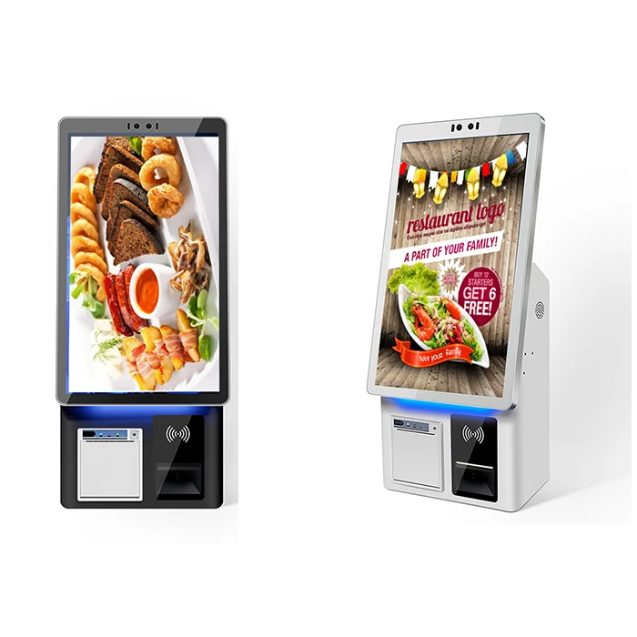 Crtly self payment terminal capacitive touch screen kiosk with pos machine indoor coffee shop food checkout self ordering kiosks