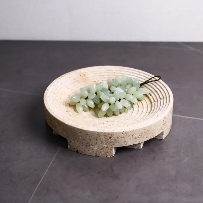 Custom modern decorative serving tray natural stone european style dried fruit plate marble tray