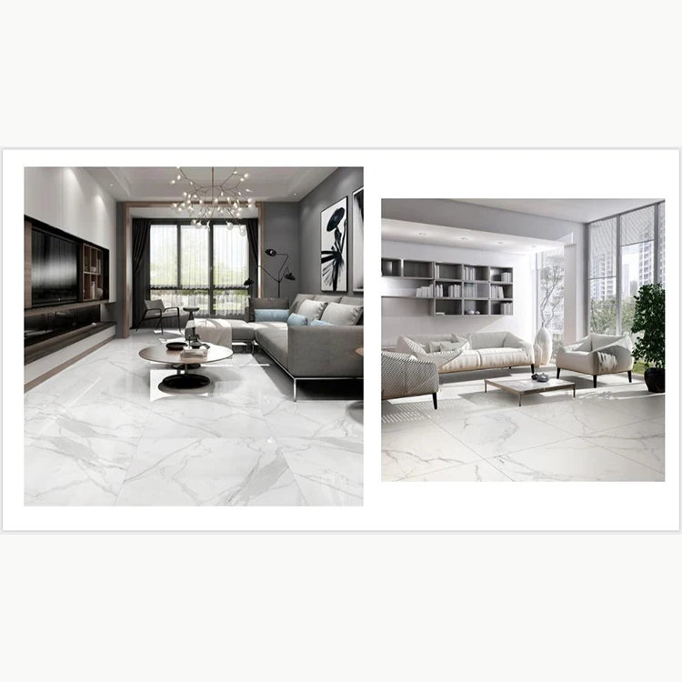 60x60 Glossy Carrara White porcelanato flooring tiles Standard White Marble Ceramic Tile For Floor