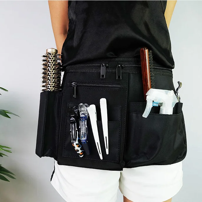 Модный фартук из 600D полиэстера для короткой талии парикмахерской с карманом на молнии