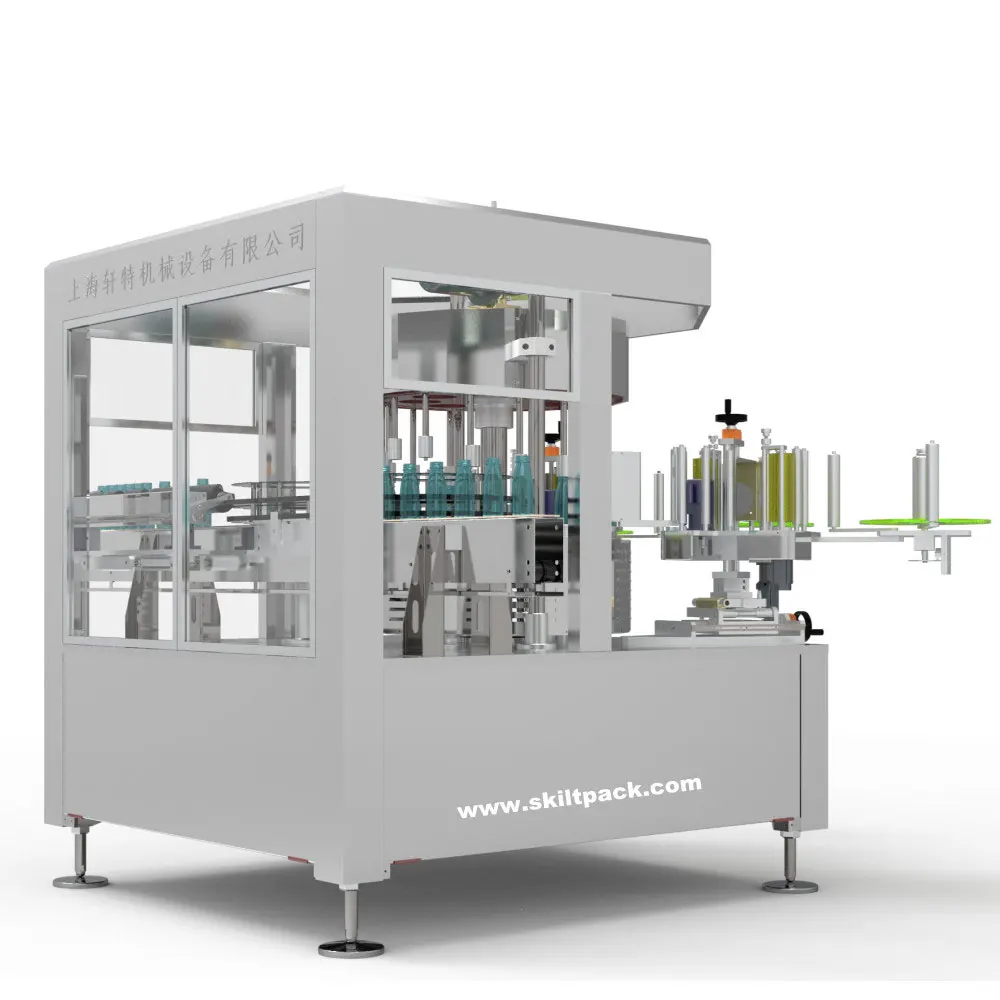 SKILT Machinery High speed rotary way type round square bottle cans labeling machine