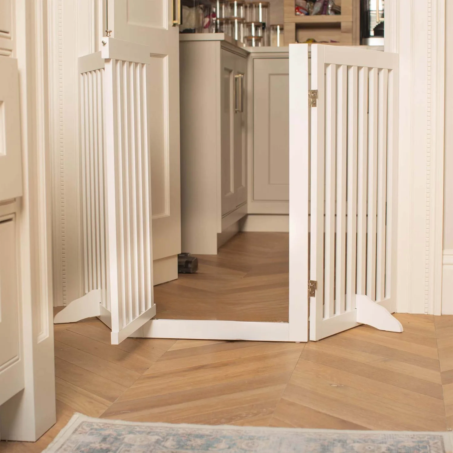 Freestanding 3-Panel Pet Gate Wooden Foldable Invisible Dog Fence
