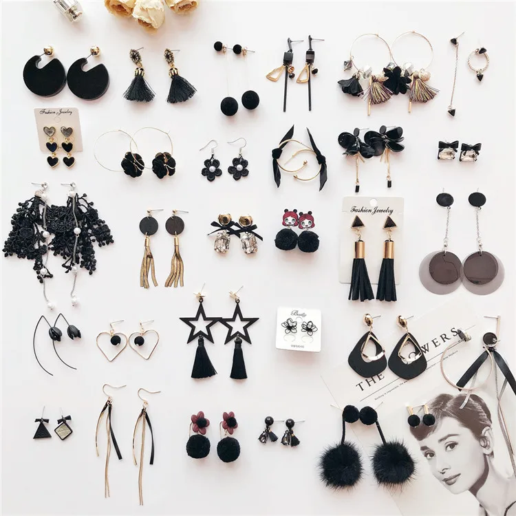  Серьги-подвески CLARMER женские висячие ювелирные украшения с геометрическим дизайном в виде пентаграммы черного цветка различных типов